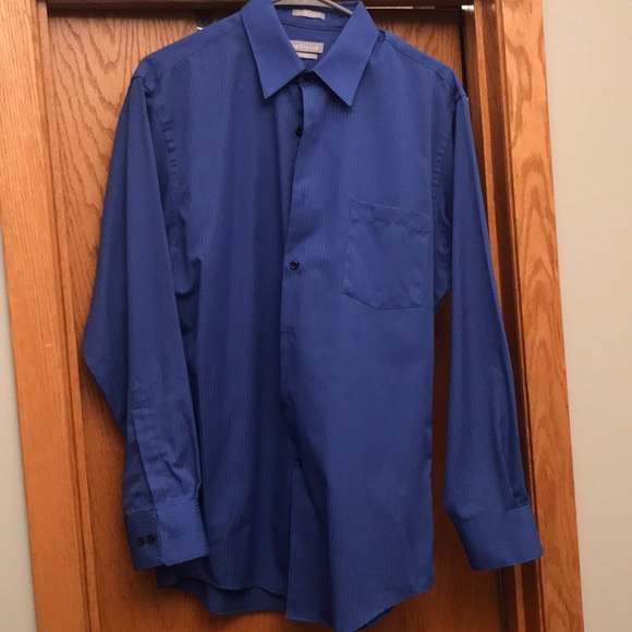 Royal blue VanHeusen satin stripe dress shirt - Picture 1 of 2